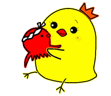 Cartoon Chicken Kissing Red Bird Sticker