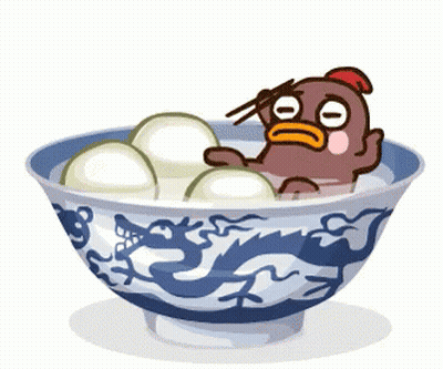 Cartoon Chicken Laying In Bowl Of Food With Chopsticks GIF