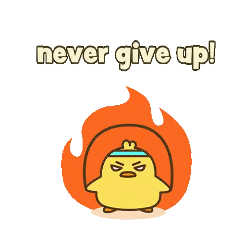 Cartoon Chicken Never Give Up Sticker