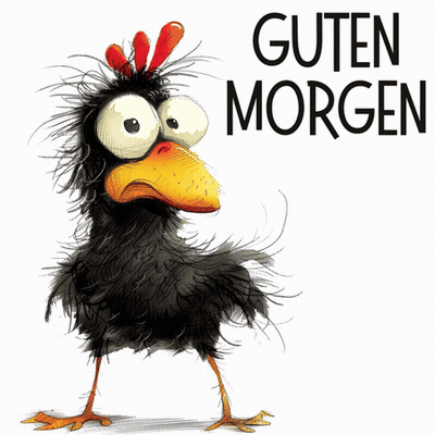 Cartoon Chicken Saying Guten Morgen GIF
