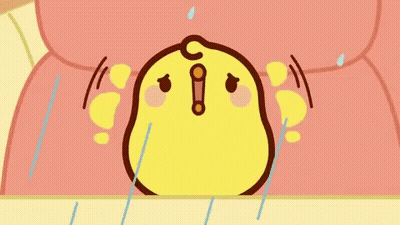 Cartoon Chicken Sitting On Table Crying GIF