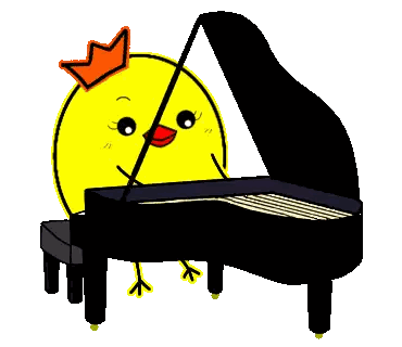 Cartoon Chicken With Crown Playing Piano Sticker
