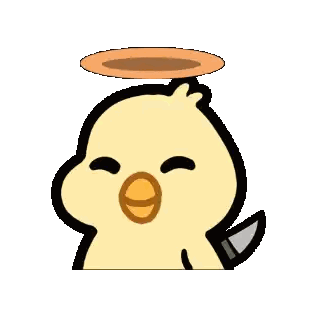 Cartoon Chicken With Halo And Knife Sticker