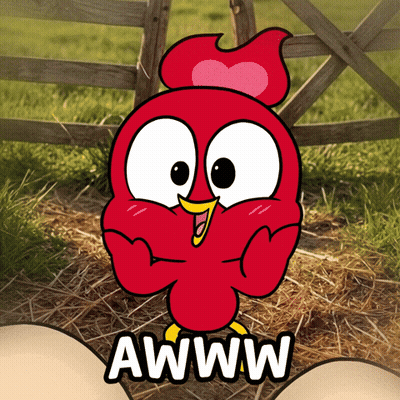 Cartoon Chicken With Heart On Head Saying Awww GIF