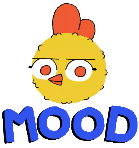 Cartoon Chicken With Mood Text Sticker