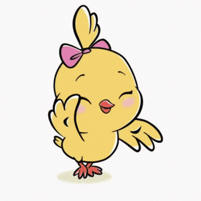 Cartoon Chicken With Pink Bow On One Leg GIF