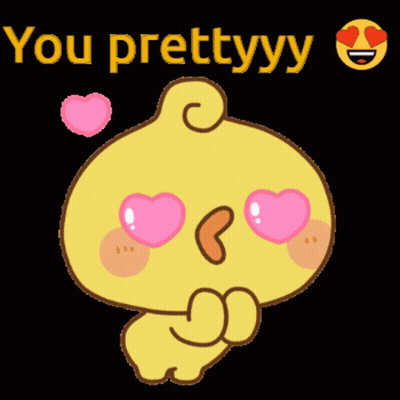 Cartoon Chicken With Pink Hearts Saying You Prettyyy GIF
