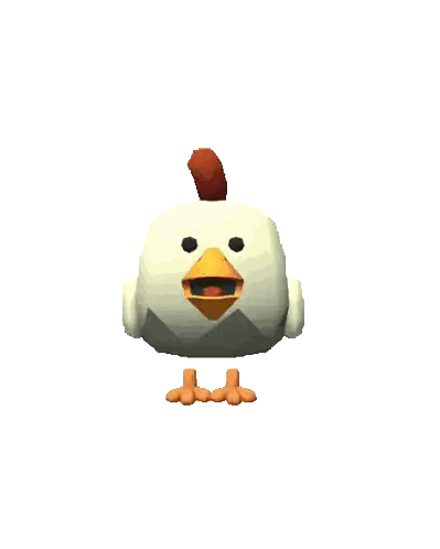 Cartoon Chicken With Red Crest And Orange Feet Sticker