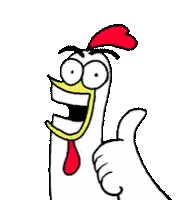 Cartoon Chicken With Red Crest And Yellow Beak Thumbs Up Sticker