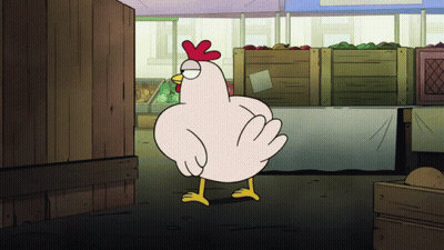Cartoon Chicken With Red Crest In Market GIF