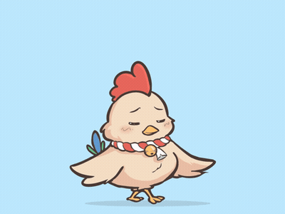 Cartoon Chicken With Scarf In Blue Circle GIF
