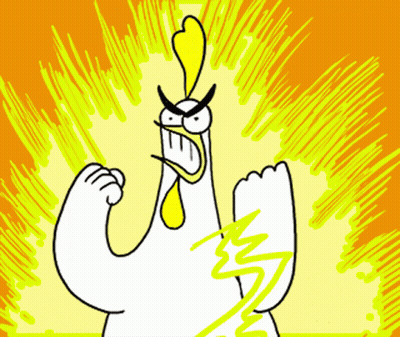 Cartoon Chicken With Yellow Feather On Head GIF