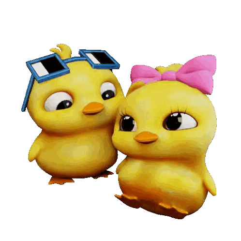 Cartoon Chicks With Sunglasses And Pink Bow Sticker
