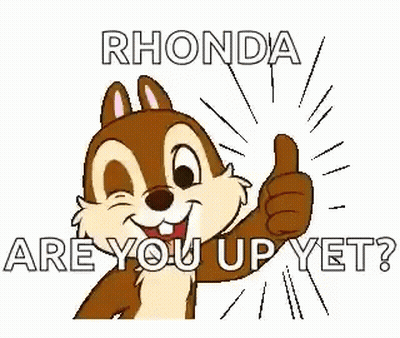 Cartoon Chipmunk Giving Thumbs Up Rhonda Are You Up Yet GIF