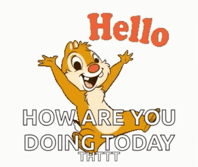 Cartoon Chipmunk Jumping Saying Hello How Are You Doing Today GIF