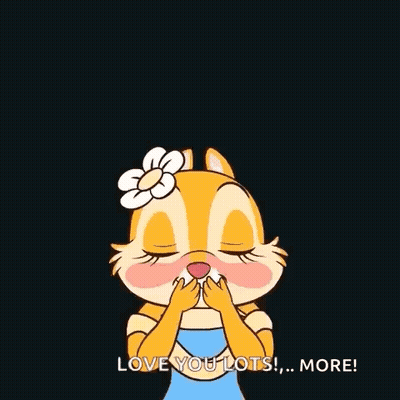 Cartoon Chipmunk Surrounded By Hearts Saying Love You Lots More GIF