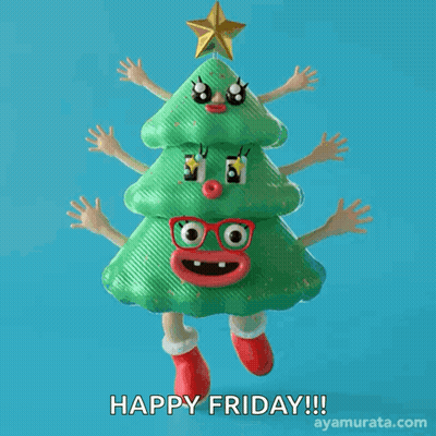 Cartoon Christmas Tree With Many Hands Happy Friday GIF