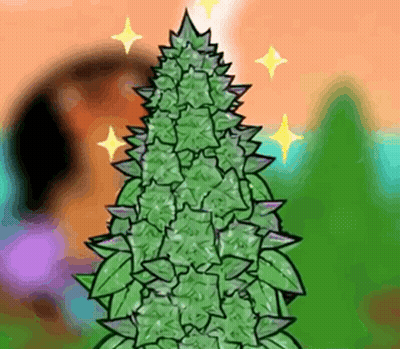 Cartoon Christmas Tree With Person GIF