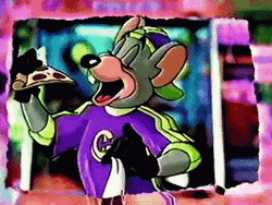 Cartoon Chuck E Cheese Eating Pizza GIF