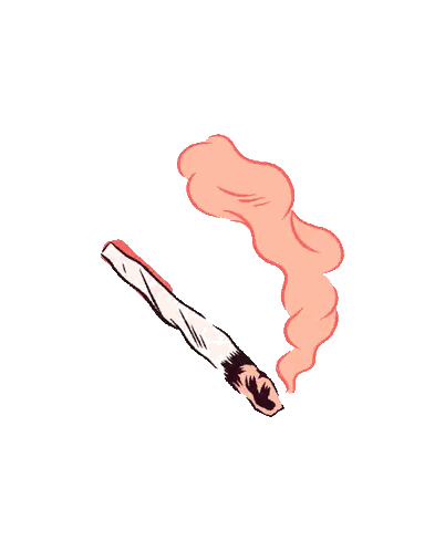 Cartoon Cigarette With Pink Smoke Sticker