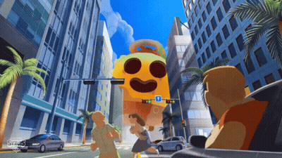 Cartoon City Street With Stars GIF