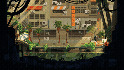 Cartoon City With Sign Saying Vale GIF