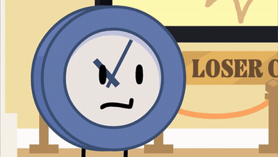 Cartoon Clock Standing Before Loser Sign GIF
