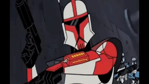 Cartoon Clone Trooper Holding Gun GIF