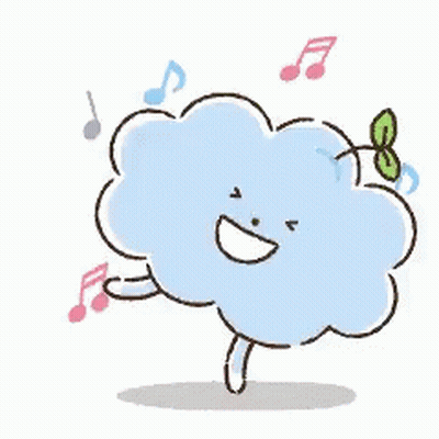 Cartoon Cloud With Face And Plant GIF