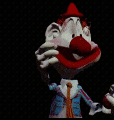 Cartoon Clown Red Nose Blue Ball On Head GIF