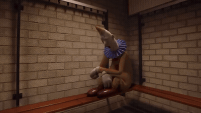 Cartoon Clown With Blue Collar And White Head GIF