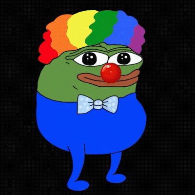 Cartoon Clown With Red Nose And Rainbow Hair GIF
