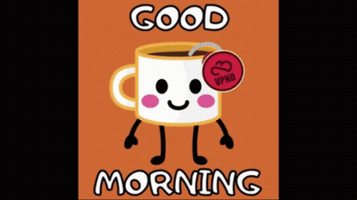 Cartoon Coffee Cup Saying Good Morning GIF