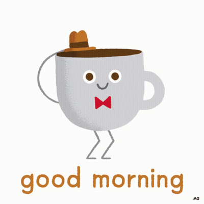 Cartoon Coffee Cup Saying Good Morning GIF