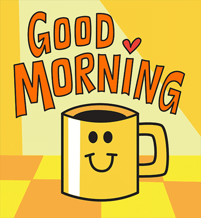 Cartoon Coffee Cup Smiley Face Good Morning GIF