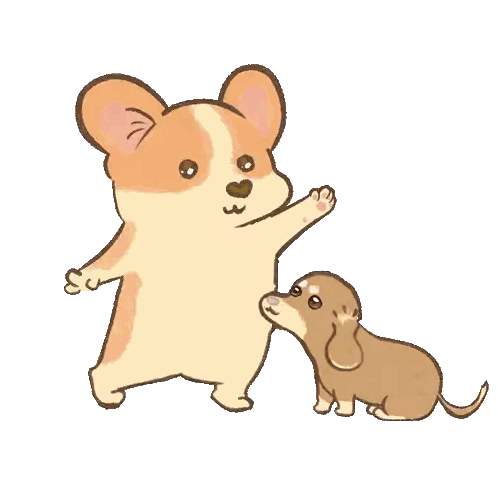 Cartoon Corgi And Dachshund Standing Sticker