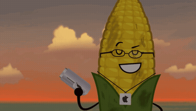 Cartoon Corn On The Cob With Glasses GIF