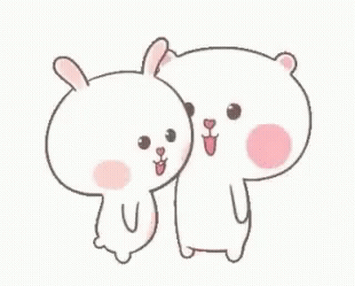 Cartoon Couple Hugging In Front Of Pink Heart GIF