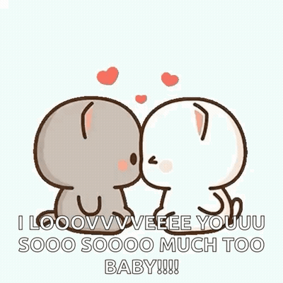 Cartoon Couple Kissing With Hearts GIF