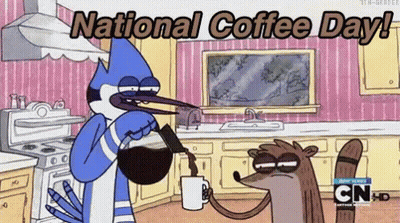 Cartoon Couple Sitting On Couch Holding Tea GIF