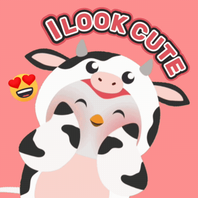 Cartoon Cow Saying I Look Cute GIF