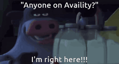 Cartoon Cow Says Anyone On Availity I'm Right Here GIF