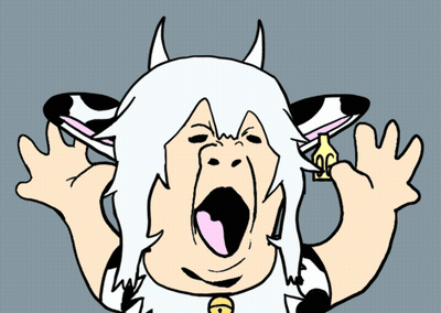 Cartoon Cow With Bell Around Neck GIF