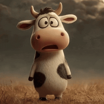 Cartoon Cow With Horns Smiling GIF