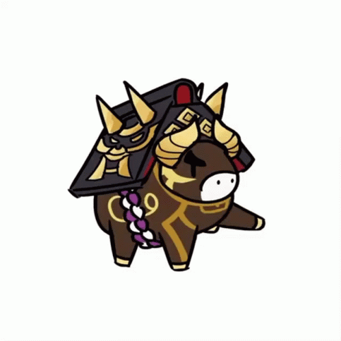 Cartoon Cow With Mask On Head And Horns GIF