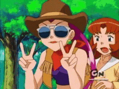 Cartoon Cowboy Giving Peace Sign GIF