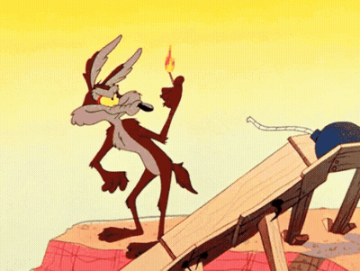 Cartoon Coyote Holding Lighter GIF