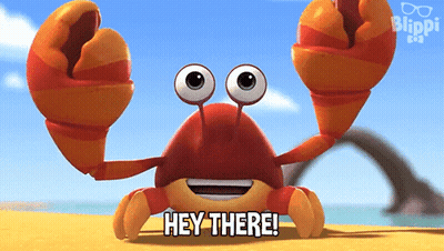 Cartoon Crab Saying Hey There On Beach GIF