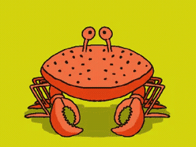 Cartoon Crab With Two Eyes On Yellow Background GIF