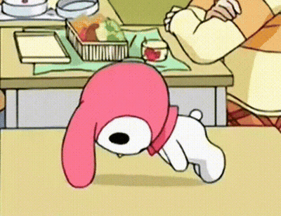 Cartoon Crawling In Front Of Table With Lunch Box GIF